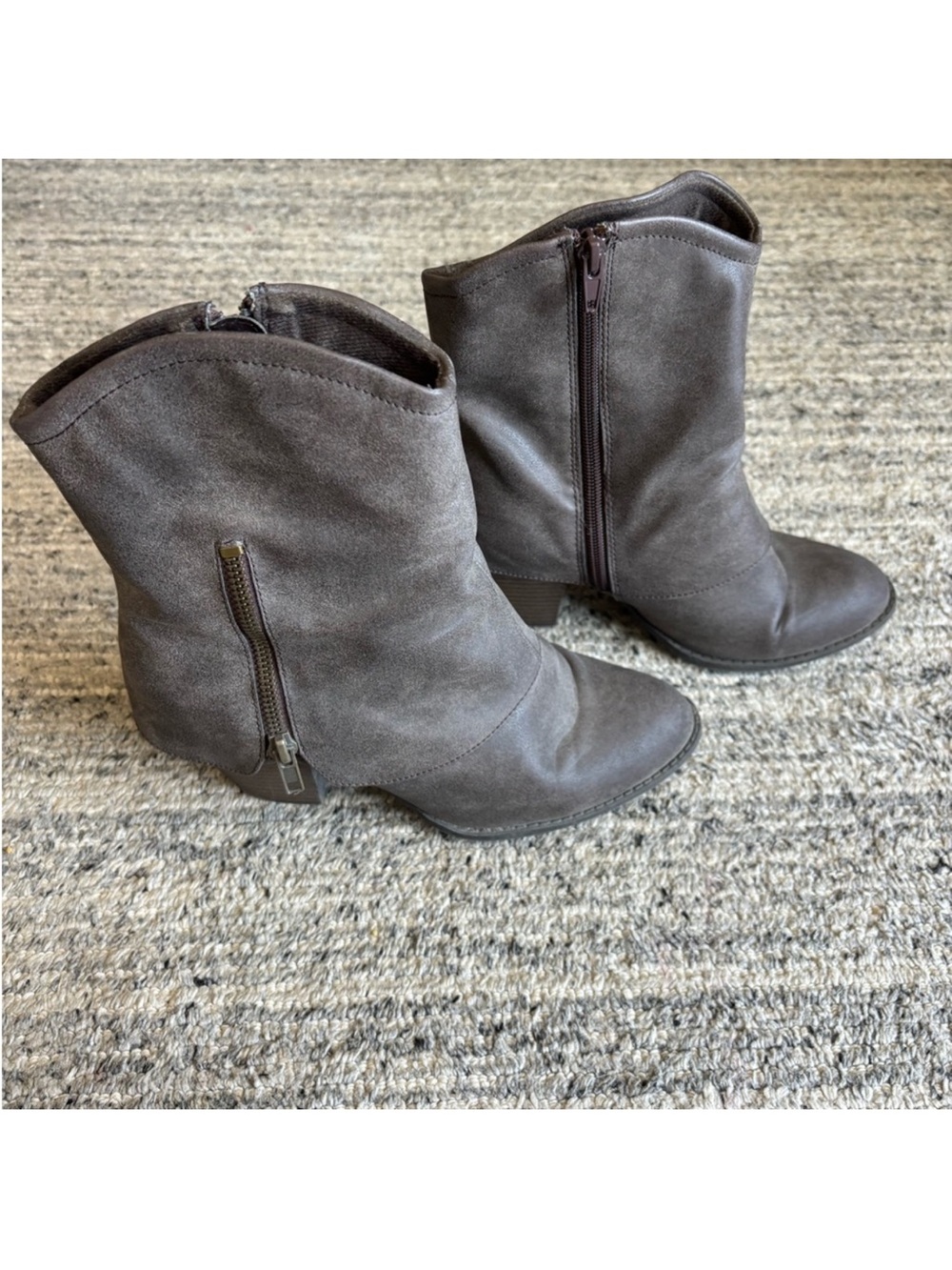 Women’s Zip Mid-Calf Ankle Boots - Grey